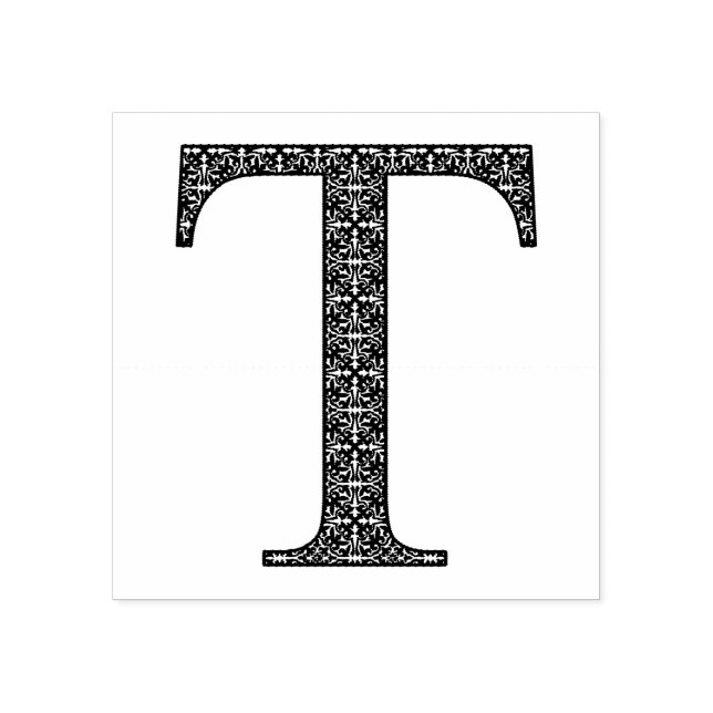 Mediaeval Damask Monogram Letter T Rubber Stamp (Imprint)