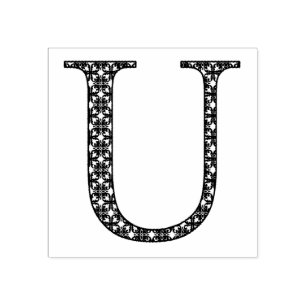 Mediaeval Damask Monogram Letter U Rubber Stamp
