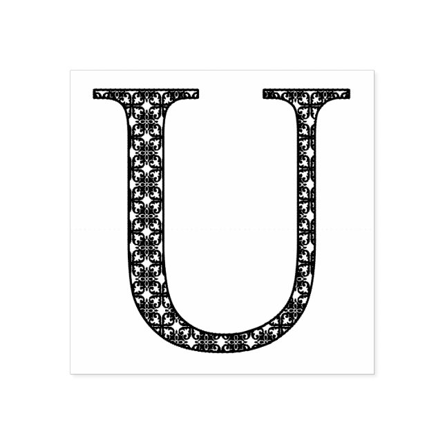 Mediaeval Damask Monogram Letter U Rubber Stamp (Imprint)