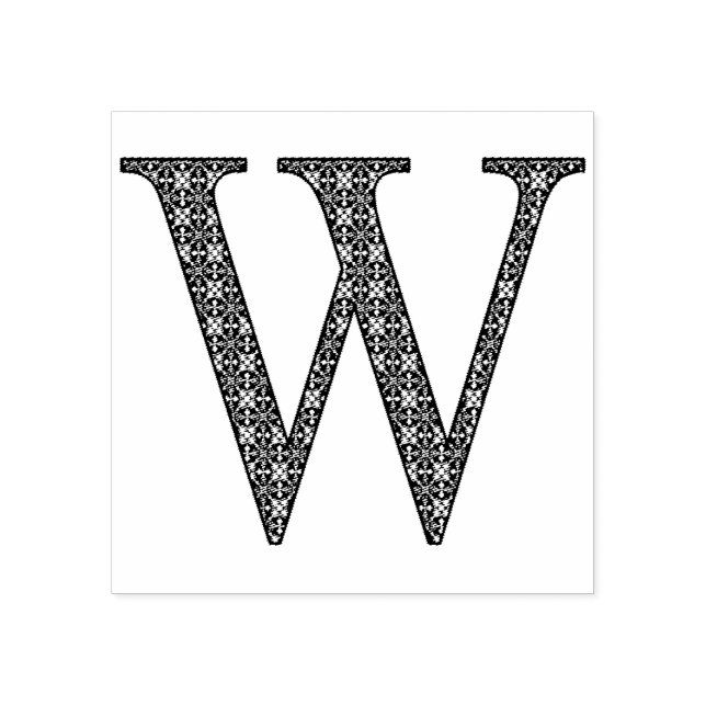 Mediaeval Damask Monogram Letter W Rubber Stamp (Imprint)