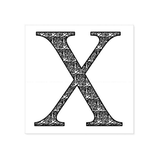 Mediaeval Damask Monogram Letter X Rubber Stamp (Imprint)