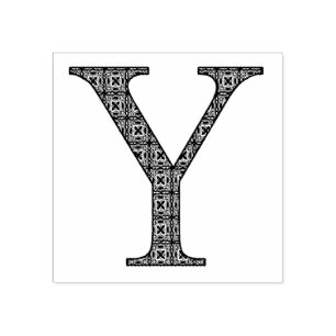 Mediaeval Damask Monogram Letter Y Rubber Stamp