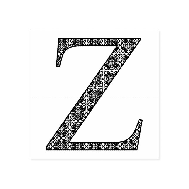 Mediaeval Damask Monogram Letter Z Rubber Stamp (Imprint)