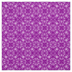 Mediaeval Damask pattern, amethyst purple Fabric