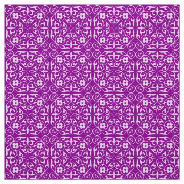 Mediaeval Damask pattern, amethyst purple Fabric (Swatch)