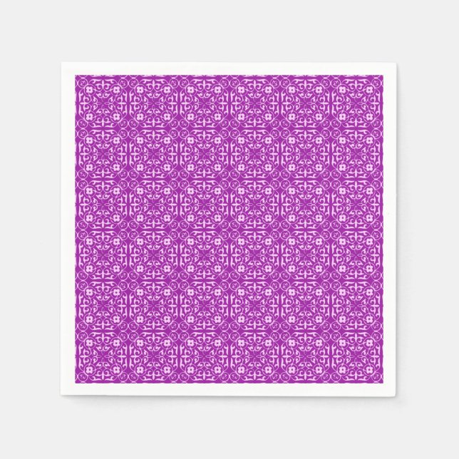 Mediaeval Damask pattern, amethyst purple Napkin (Front)