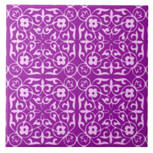 Mediaeval Damask pattern, amethyst purple Tile