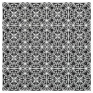 Mediaeval Damask pattern, black and white Fabric
