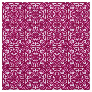 Mediaeval Damask pattern, burgundy wine Fabric