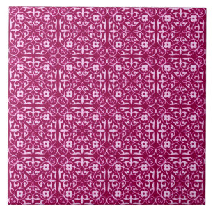 Mediaeval Damask pattern, burgundy wine Tile