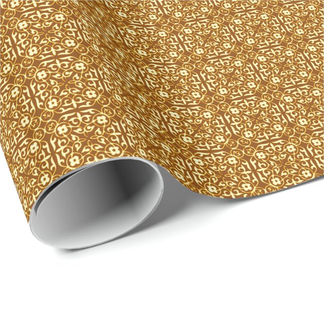 Mediaeval Damask pattern, copper and cream Wrapping Paper (Roll Corner)