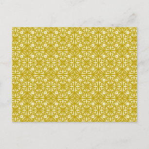 Mediaeval Damask pattern, mustard gold Postcard
