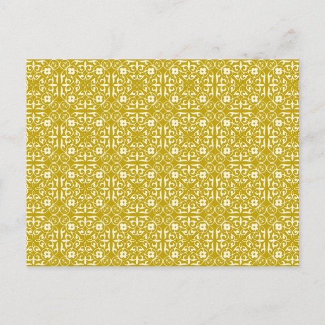 Mediaeval Damask pattern, mustard gold Postcard (Front)