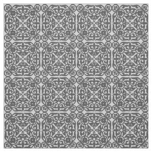 Mediaeval Damask pattern, silver grey Fabric