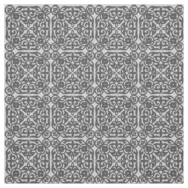 Mediaeval Damask pattern, silver grey Fabric (Swatch)