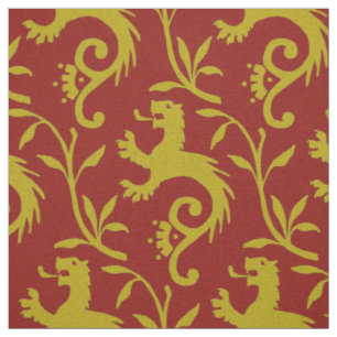Mediaeval Dande-Lions on Red Fabric