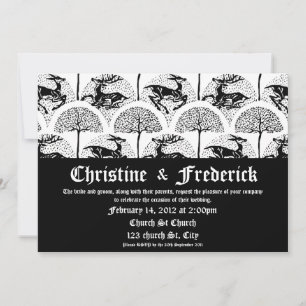 Mediaeval Deer and Trees, 5"x7" invitation. Invitation