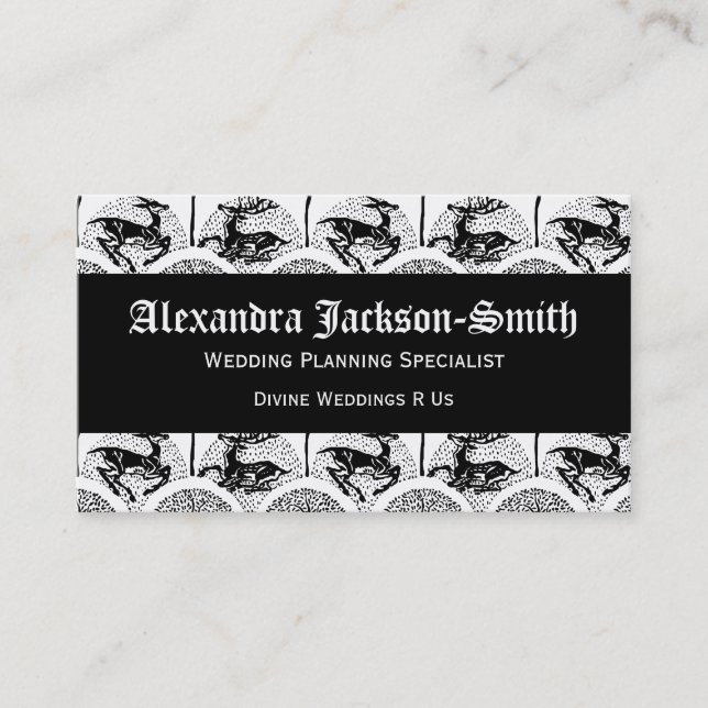 Mediaeval Deer and Trees, business card template (Front)