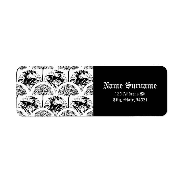 Mediaeval Deer and Trees, labels (Front)