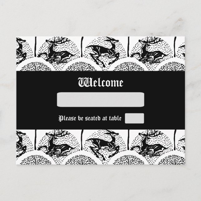 Mediaeval Deer and Trees,  place card postcard (Front)