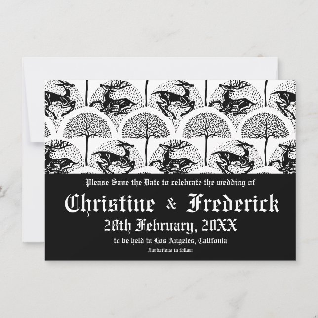 Mediaeval Deer and Trees, save the date (Front)