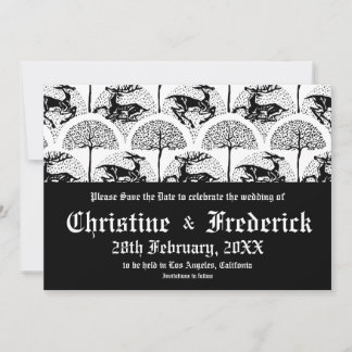 Mediaeval Deer and Trees, save the date announceme Invitation