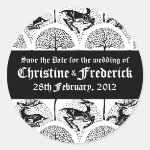 Mediaeval Deer and Trees, save the date stickers