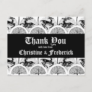 Mediaeval Deer and Trees, thank you postcard. Postcard
