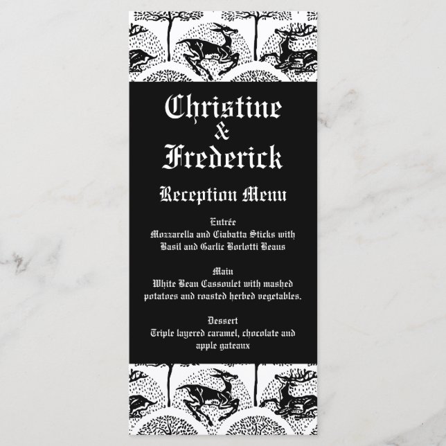 Mediaeval Deer and Trees, wedding menu and program (Front)
