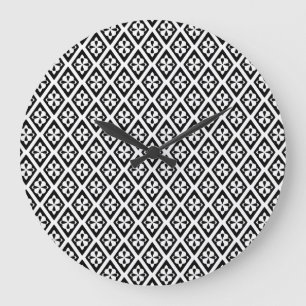 Mediaeval diamonds - black and white large clock
