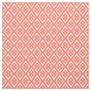 Mediaeval diamonds - coral pink and white fabric