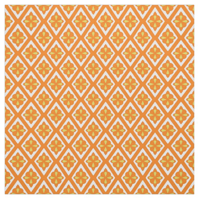 Mediaeval diamonds - mandarin orange and white fabric (Swatch)
