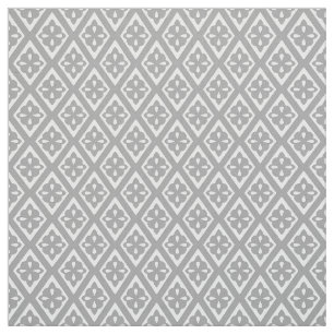 Mediaeval diamonds - silver grey and white fabric