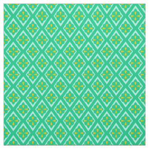 Mediaeval diamonds - teal green and aqua fabric
