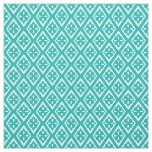 Mediaeval diamonds - turquoise and white fabric
