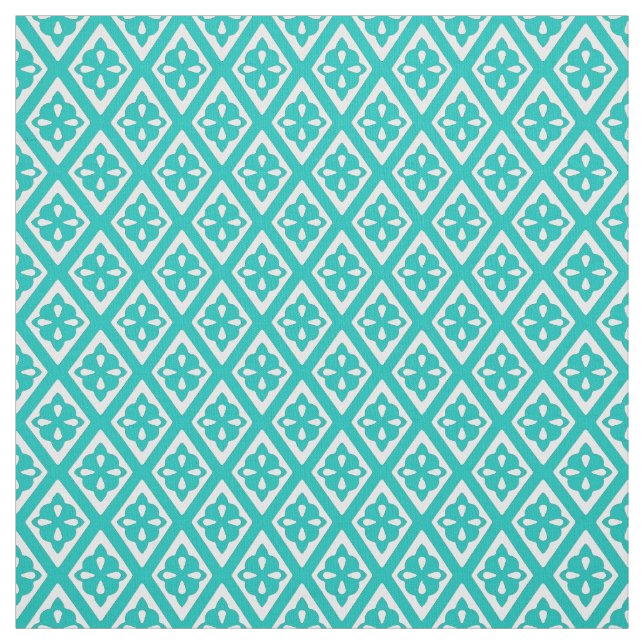 Mediaeval diamonds - turquoise and white fabric (Swatch)