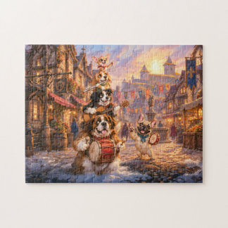 Mediaeval Dog Musicians Street Performance Jigsaw Puzzle