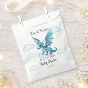 Mediaeval dragon baby shower favours personalised favour bags