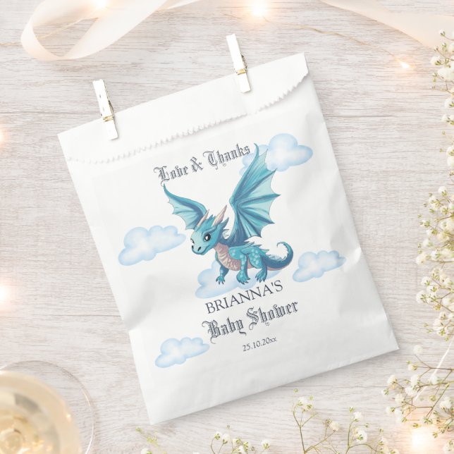 Mediaeval dragon baby shower favours personalised favour bags (Clipped)