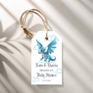 Mediaeval dragon baby shower thank you favour gift tags