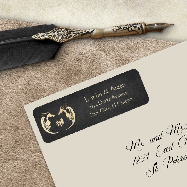 Mediaeval Dragon Black Fantasy Parchment Wedding (Creator Uploaded)