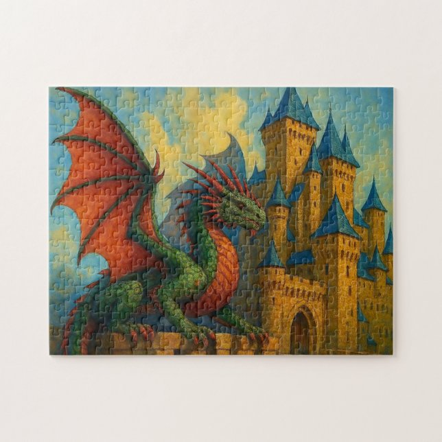 Mediaeval Dragon Castle Protector Jigsaw Puzzle (Horizontal)