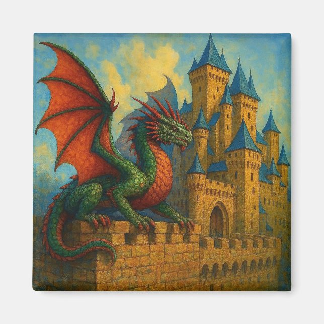 Mediaeval Dragon Castle Protector Magnet (Front)