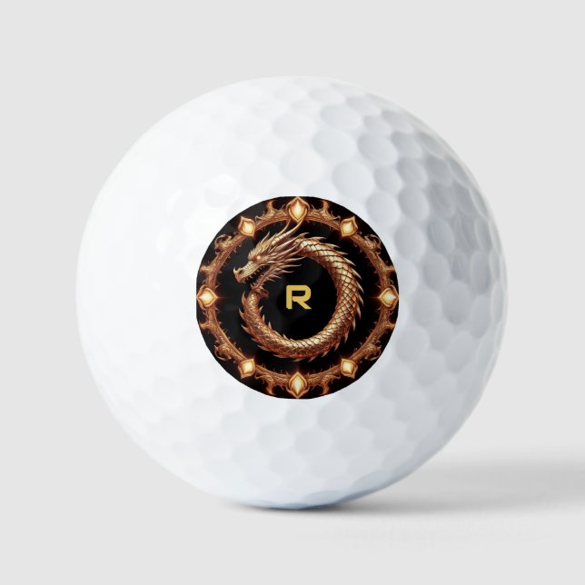 🐉 Mediaeval Dragon Crest Name Ring Frame Emblem � Golf Balls (Front)