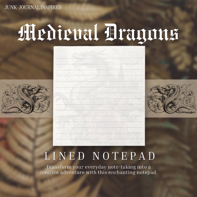 Mediaeval Dragon Junk-Journal Inspired Lined Notepad (Creator Uploaded)
