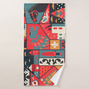 Mediaeval Elegance: Seamless Pattern Design Bath Towel