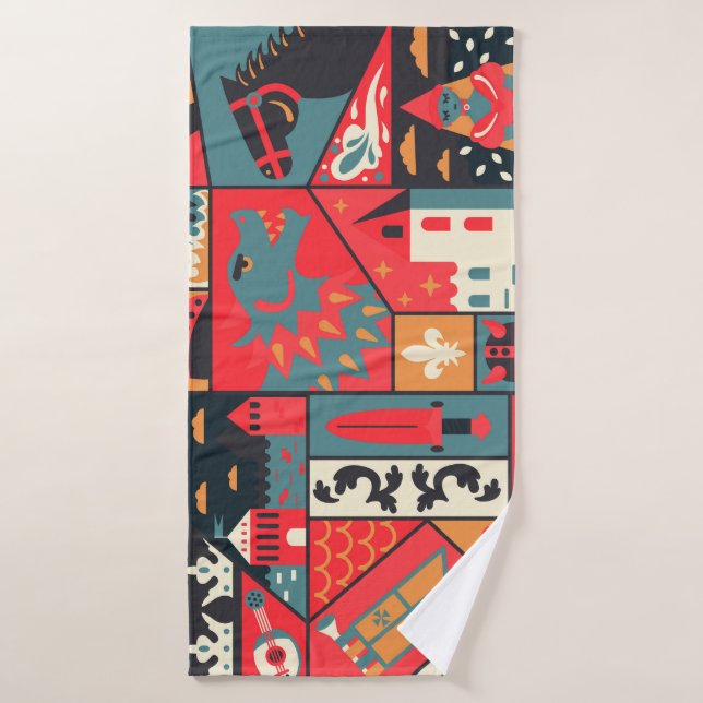 Mediaeval Elegance: Seamless Pattern Design Bath Towel (Bath Towel)