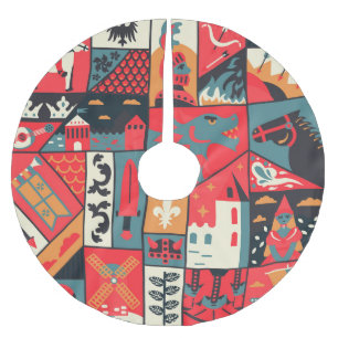 Mediaeval Elegance: Seamless Pattern Design Brushed Polyester Tree Skirt