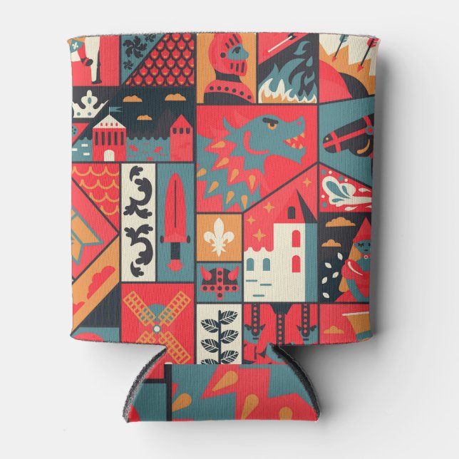 Mediaeval Elegance: Seamless Pattern Design Can Cooler (Front)