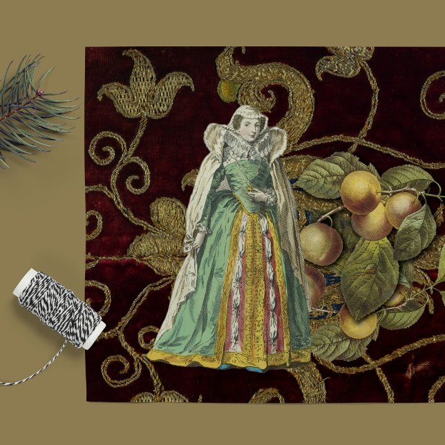 Mediaeval Elegance with Golden Embroidery Decoupag Tissue Paper (Creator Uploaded)